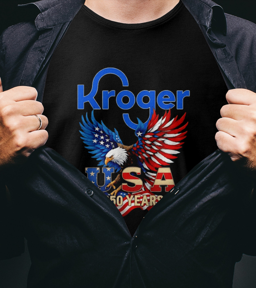 Kroger Eagle USA 250 Years American Flag T-Shirt