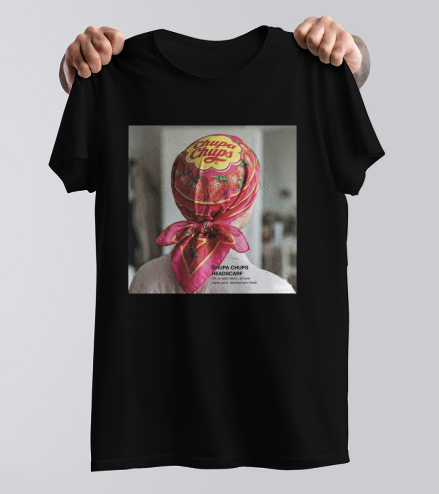 Chupa Chups Headscarf Strawberries Silk Satin Digital Print T-Shirt