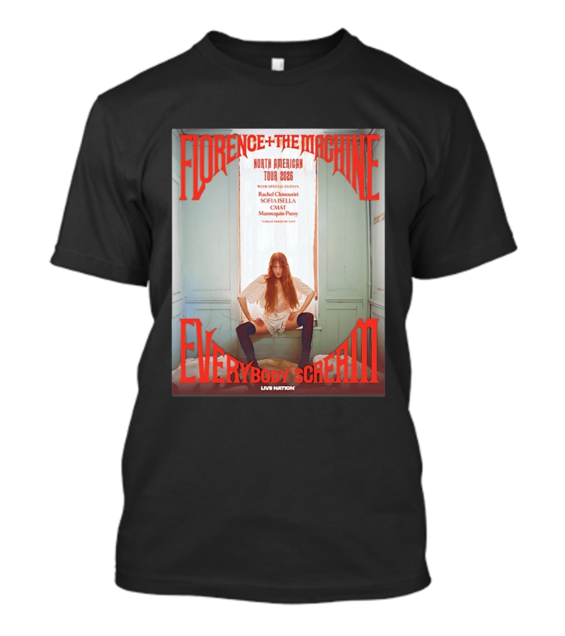 Florence Welch And The Machine North American Tour 2026 Everybody Scream Live Nation Special Guests T-Shirt