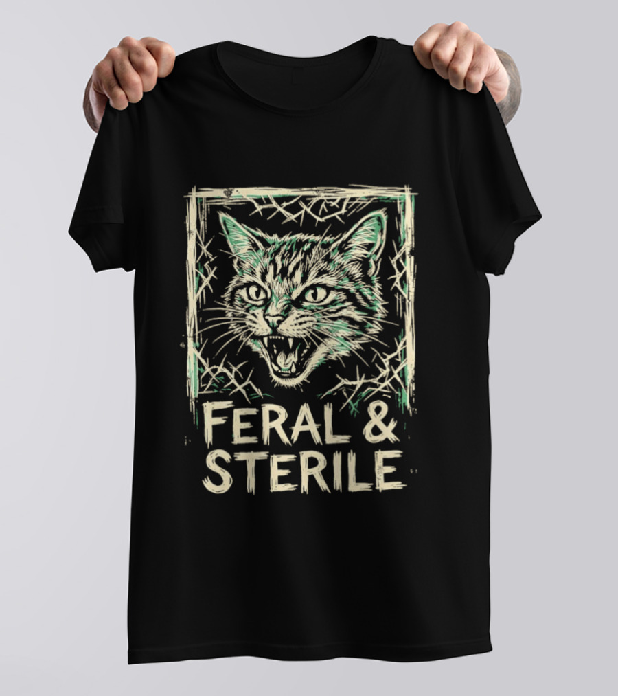 Feral And Sterile Cat Advocate Wild Feline Grunge T-Shirt