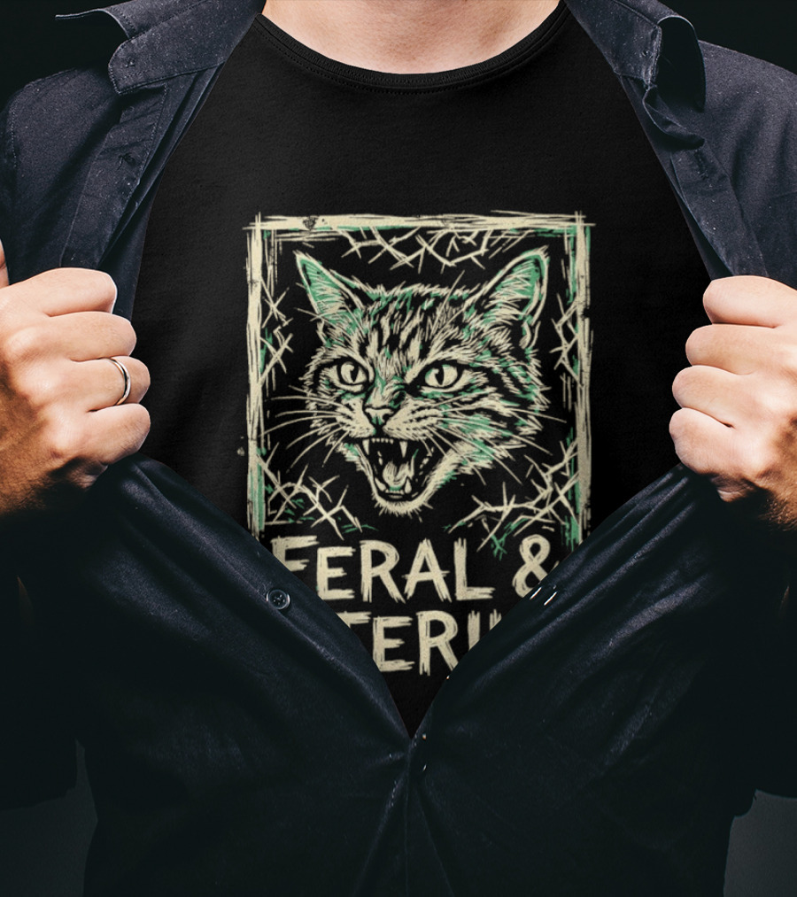 Feral And Sterile Cat Advocate Wild Feline Grunge T-Shirt