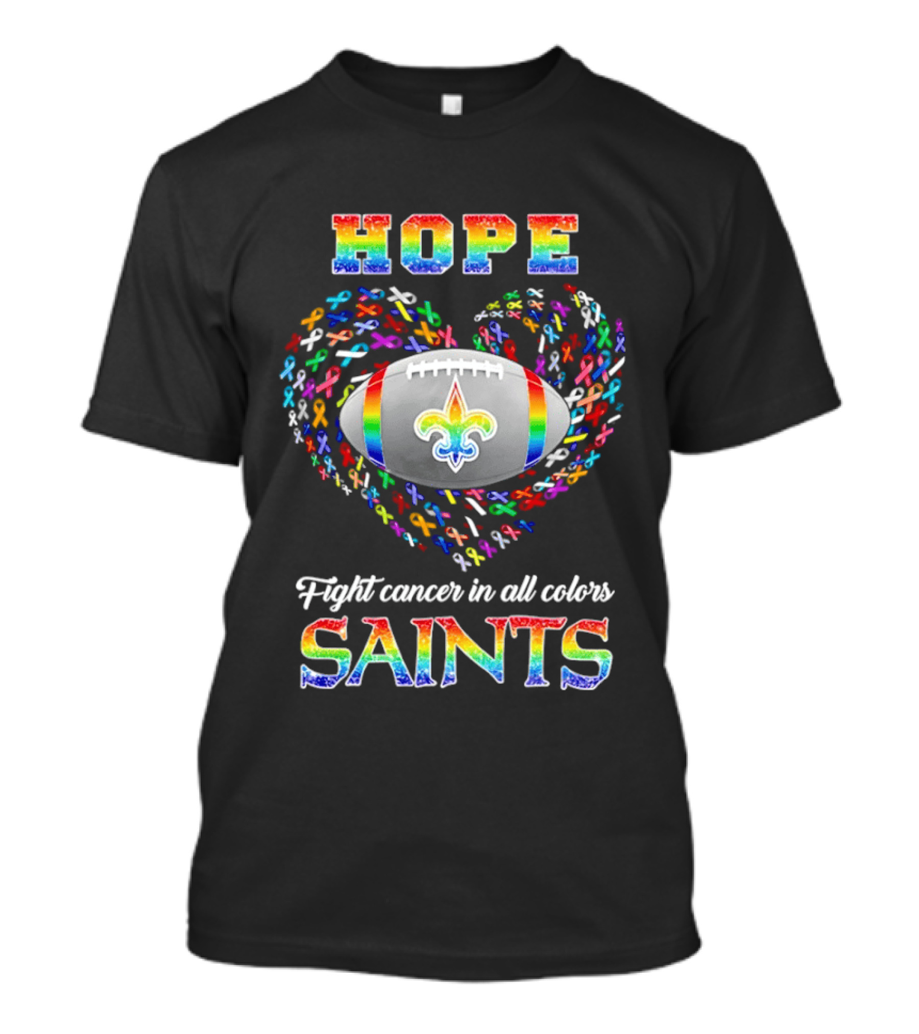 New Orleans Saints Hope Fight Cancer Rainbow T-Shirt