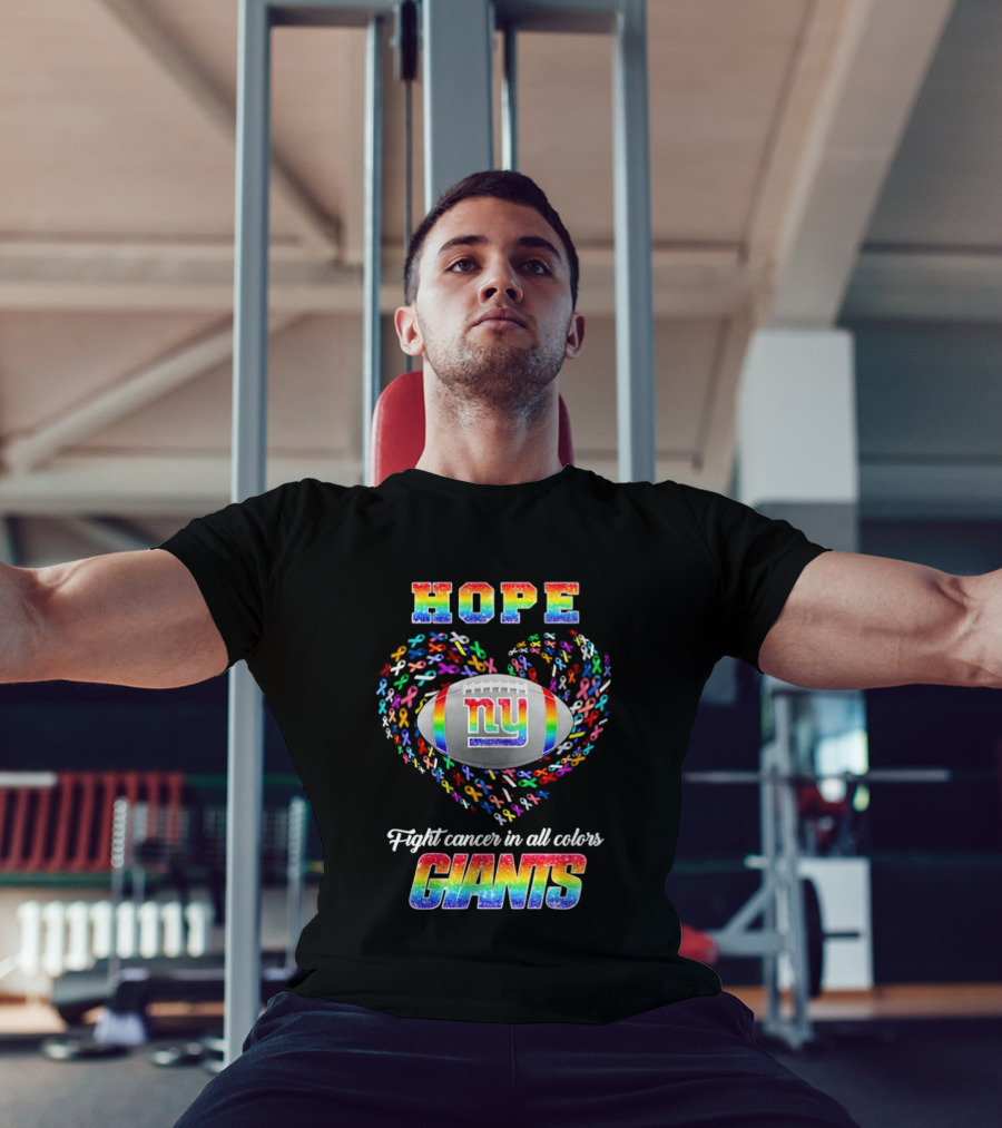 Hope Fight Cancer In All Colors New York Giants Rainbow T-Shirt