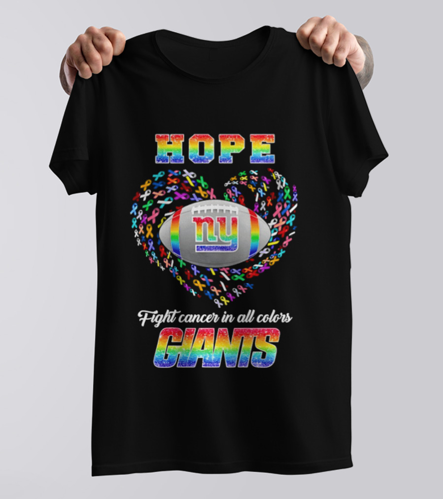 Hope Fight Cancer In All Colors New York Giants Rainbow T-Shirt