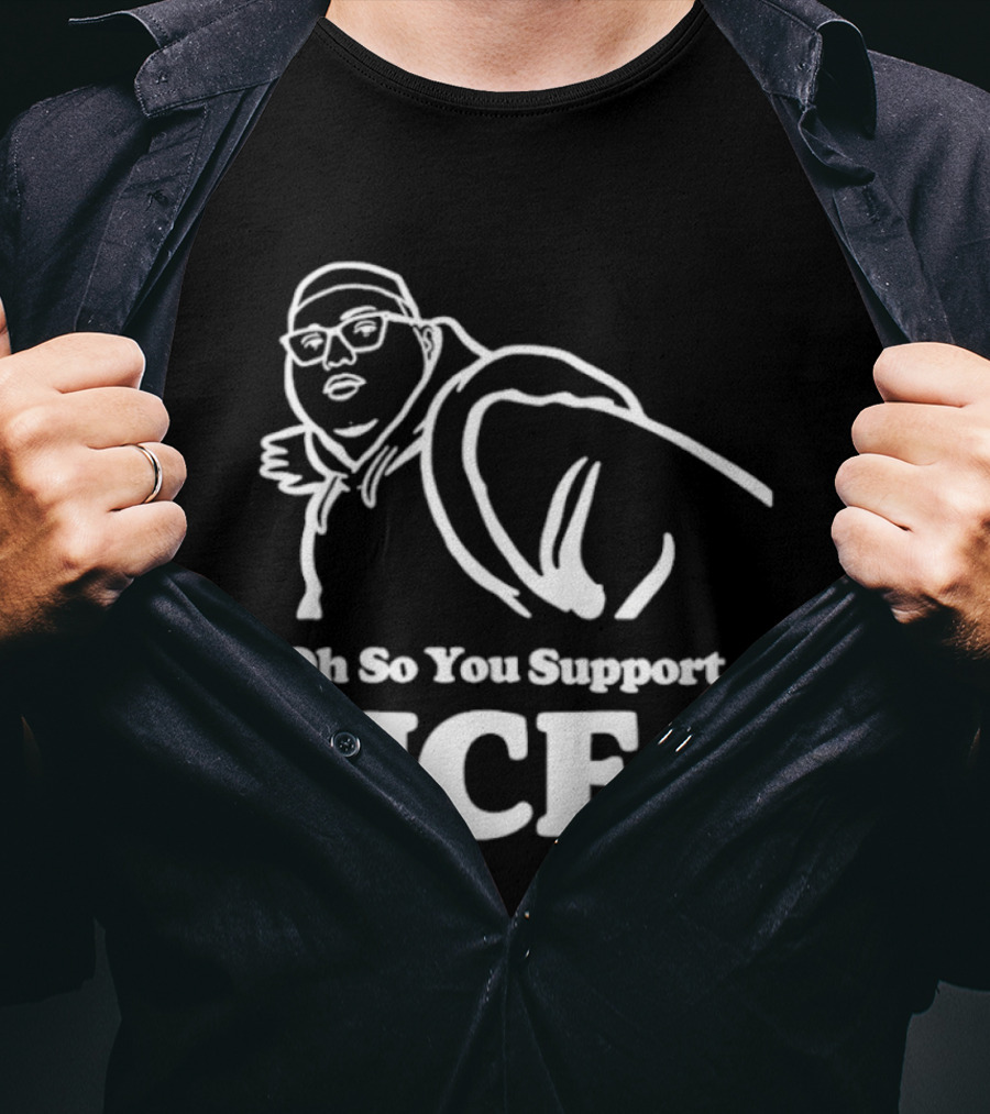 Illinois Punching Nazis Kid Oh So You Support ICE Bold Stencil T-Shirt