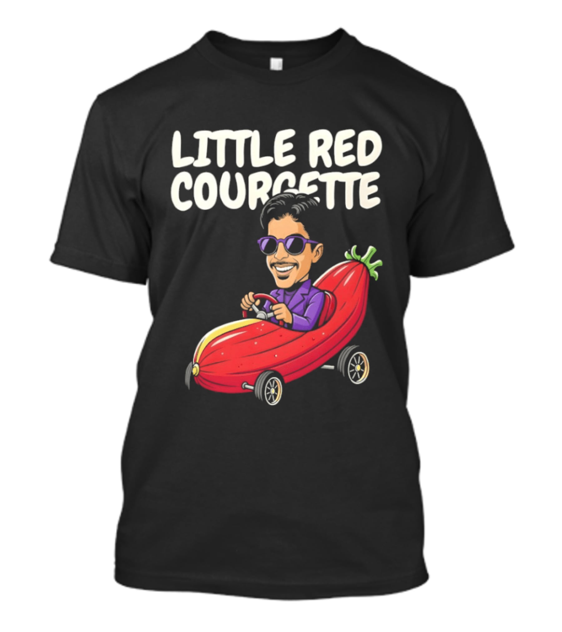 Little Red Courgette Prince Cartoon Funny Car Driving T-Shirt