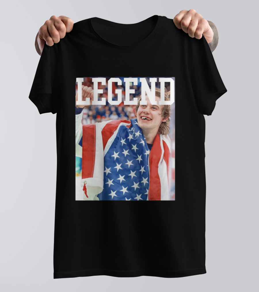 Men's Hockey USA Jack Hughes Legend American Flag Victory Celebration T-Shirt
