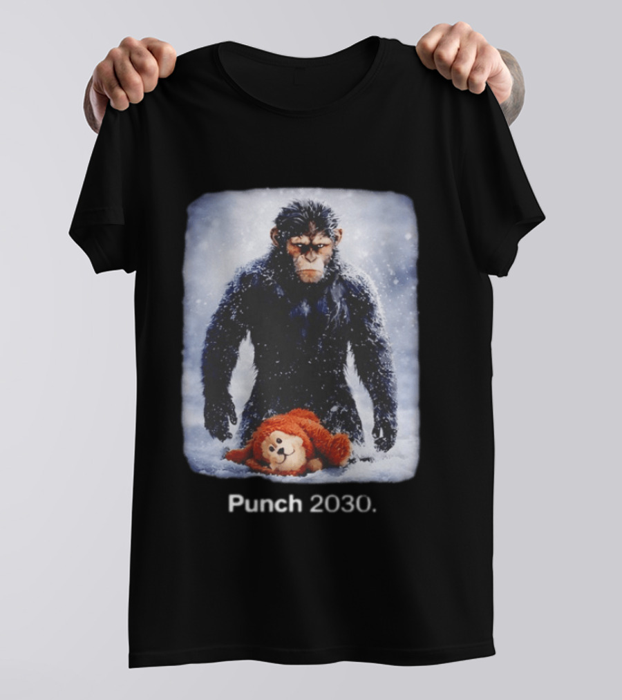 Punch 2030 Ape With Toy Snow Scene T-Shirt