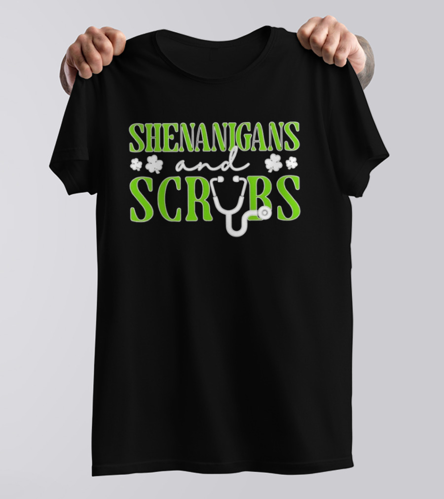 Shenanigans And Scrubs Stethoscope St Patrick's Nurse T-Shirt