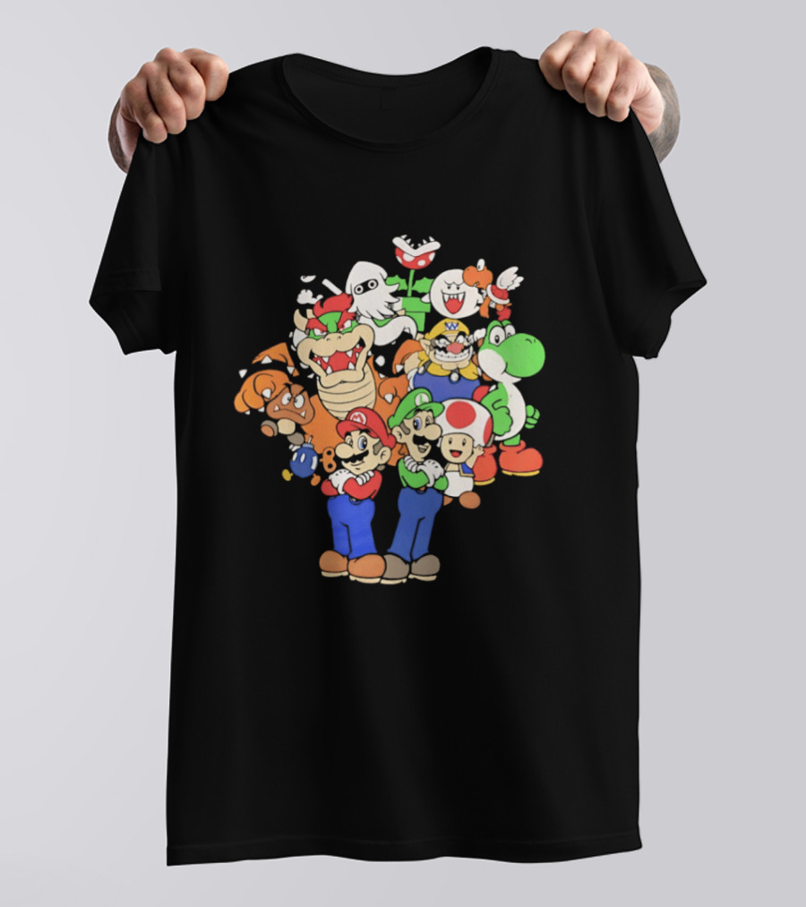 Super Mario Brothers Characters Bowser Yoshi Luigi Toad Wario Bowser Jr. Retro Gaming T-Shirt