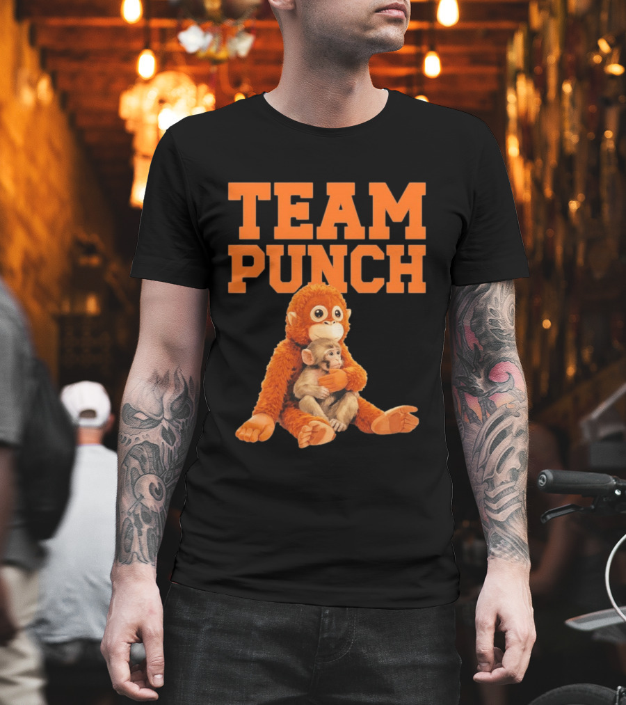 Team Punch Monkey Hugging Plush Toy T-Shirt