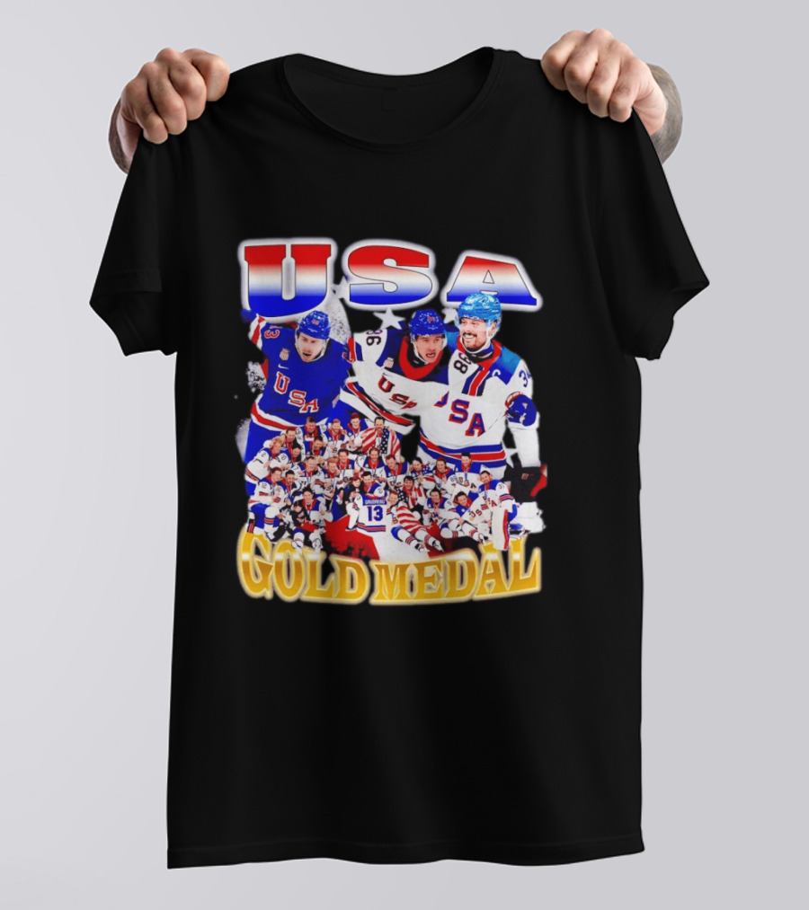 USA Gold Medal Team Vintage Bootleg Throwback T-Shirt