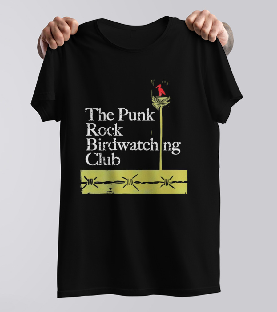 The Punk Rock Bird Ing Club Red Bird Perched On Column T-Shirt