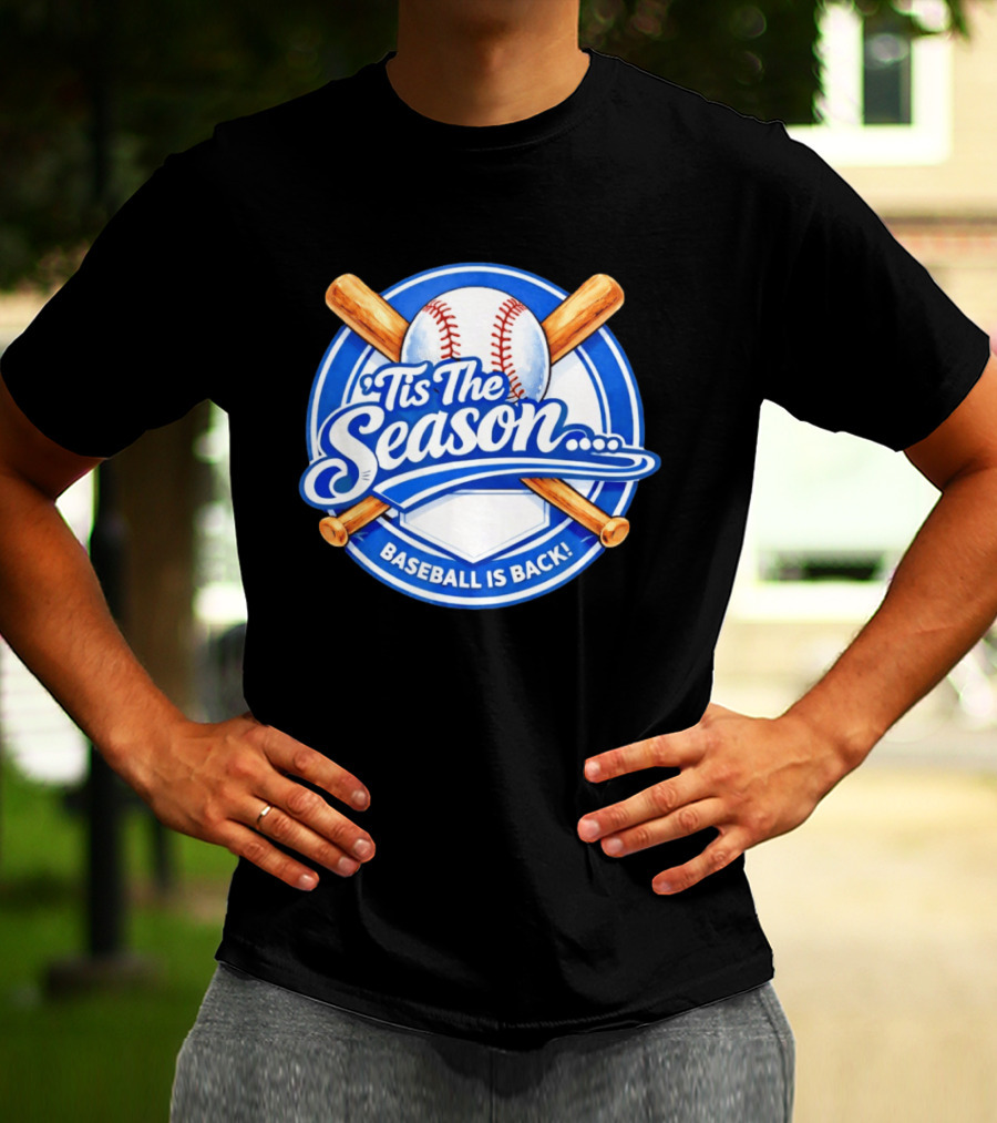 Tis The Season Baseball Is Back Baseball Bats And Ball Circle T-Shirt