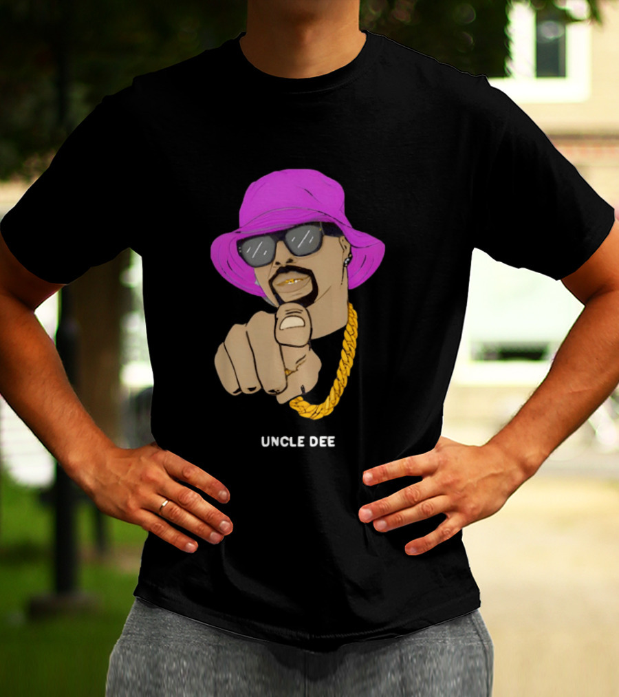 UNCLE DEE Finger Pointing Sunglasses Chain Purple Hat T-Shirt