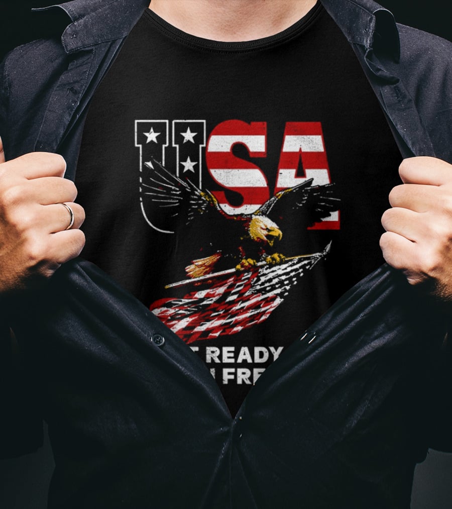 USA Eagle Get Ready To Learn Freedom Stars And Stripes T-Shirt