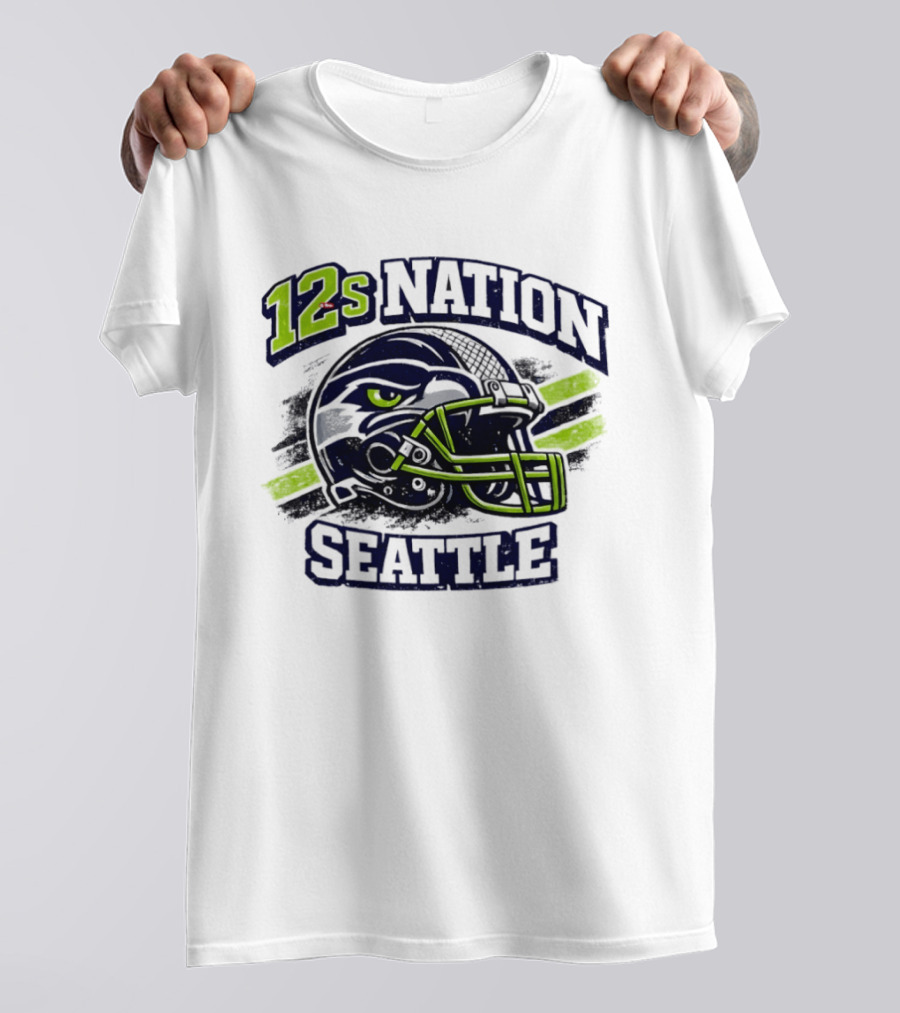 12s Nation Seattle Football Helmet Seahawks T-Shirt