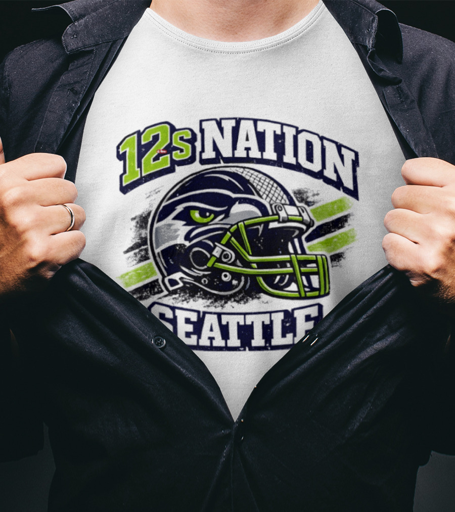 12s Nation Seattle Football Helmet Seahawks T-Shirt