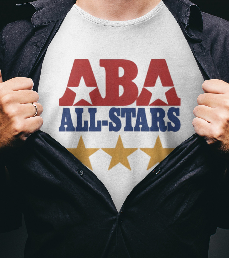ABA All Stars Three Gold Stars Red Blue T-Shirt
