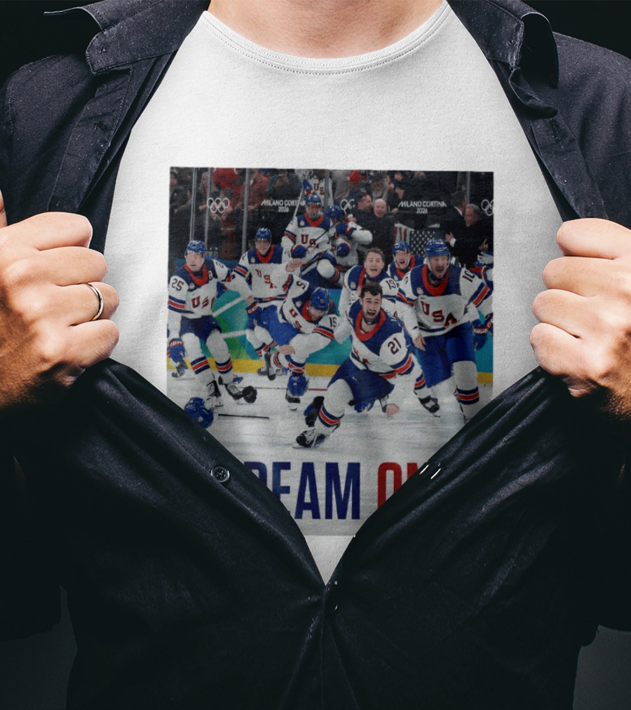 Milano Cortina 2026 Olympics USA Men's Ice Hockey Dream On T-Shirt