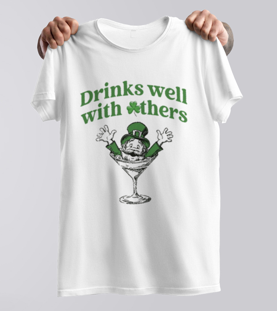 Drinks Well With Others Leprechaun St Patrick's Day Martini T-Shirt