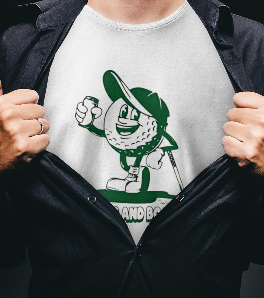 Beers And Bogeys Golf Cartoon Character With Beer Can And Club T-Shirt