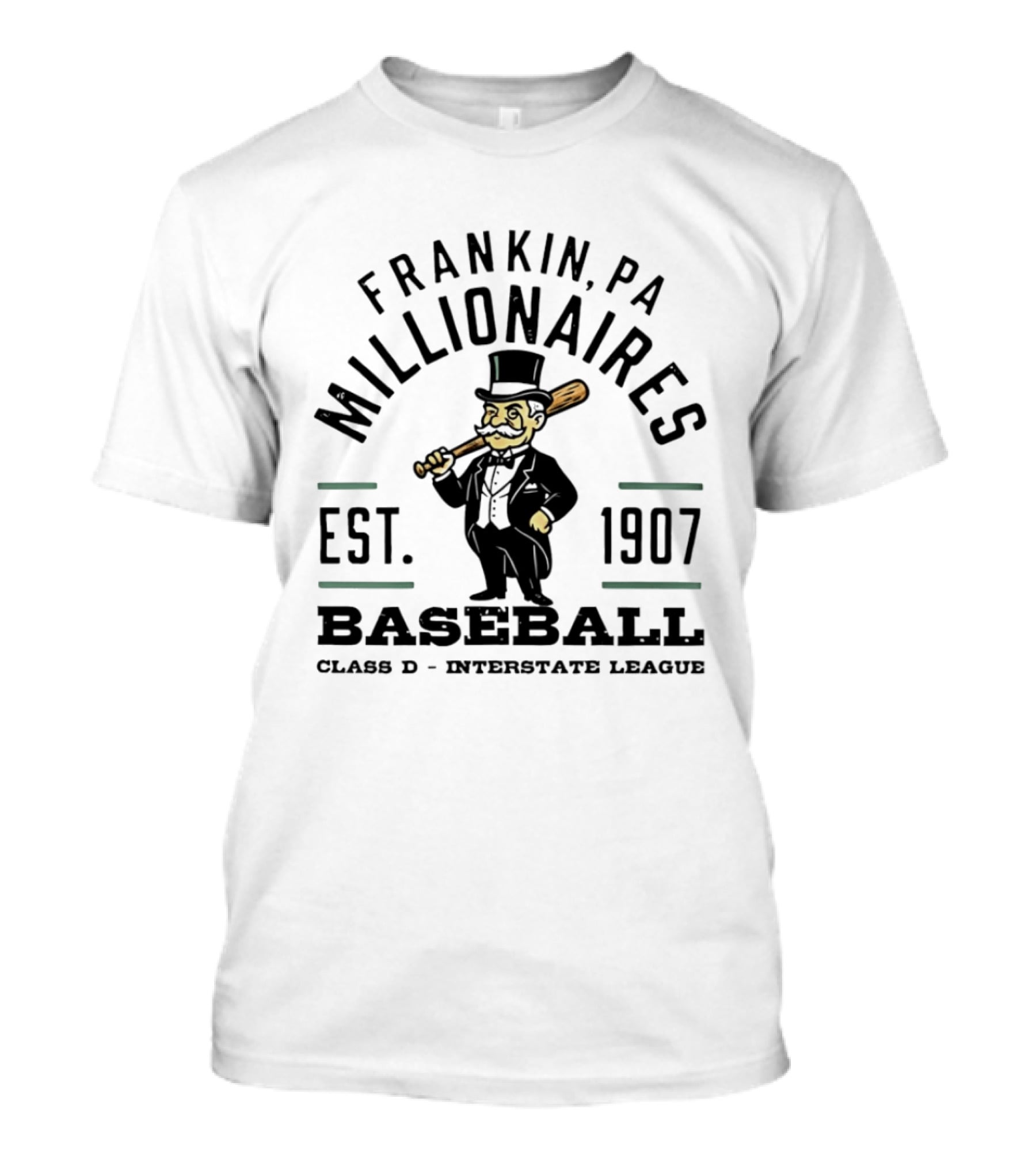 Franklin PA Millionaires Baseball Est 1907 Class D Interstate League T-Shirt