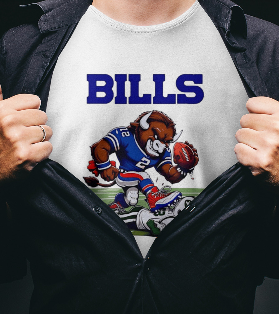 Buffalo Bills Dominating New York Jets Rivalry NFL Mascot Showdown T-Shirt