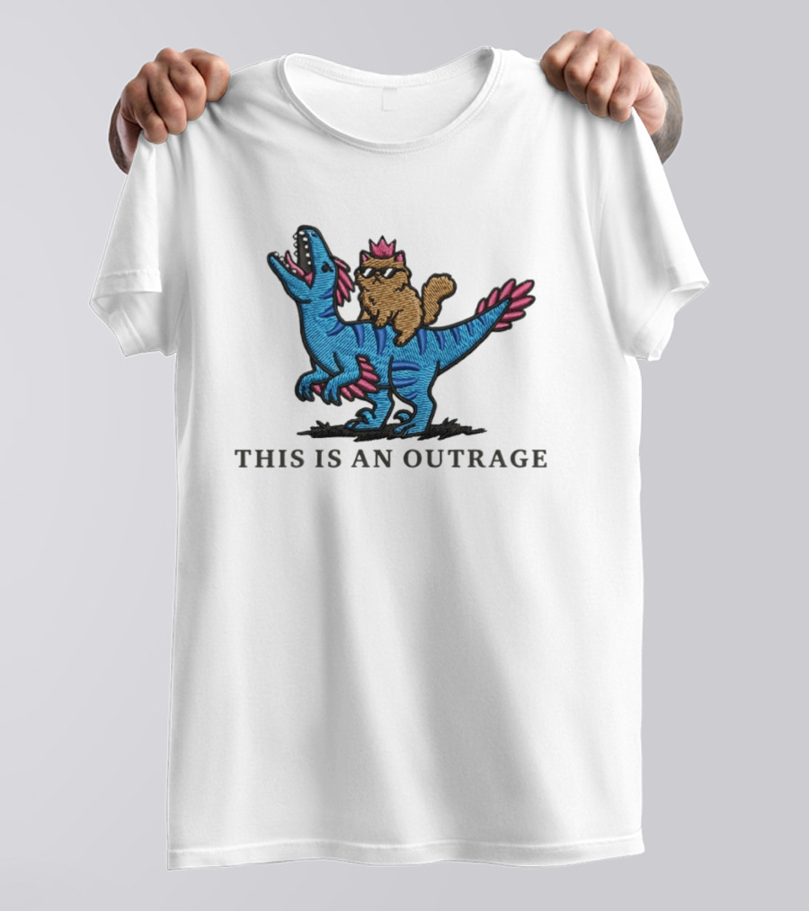 Cat Lover Embroidered Princess Donut And Mongo Dinosaur Outrage T-Shirt