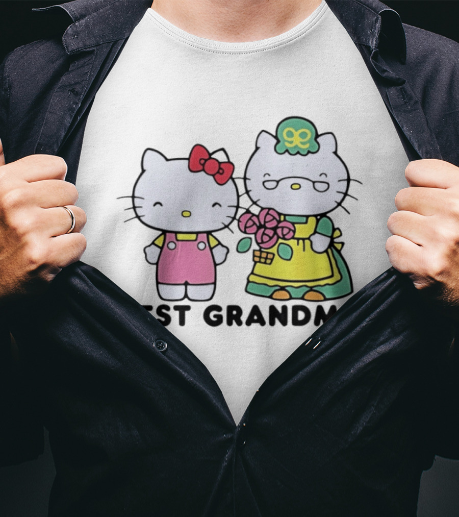 Hello Kitty Best Grandma With Flowers T-Shirt
