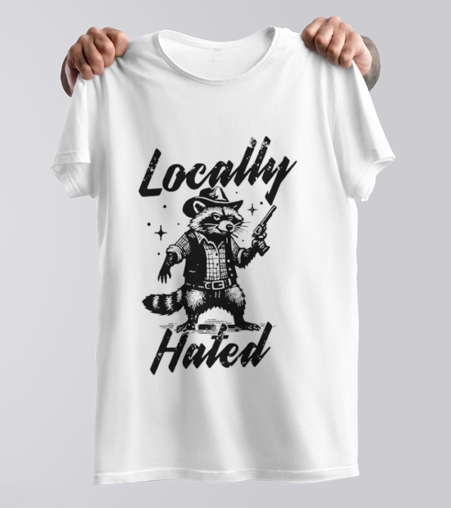 Locally Hated Cowboy Raccoon With Gun And Star T-Shirt