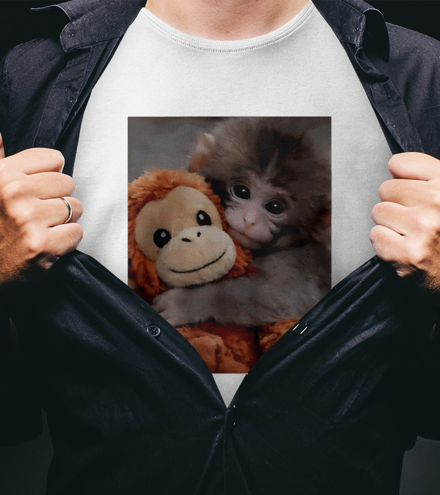 I Love Punch Monkey Hugging Stuffed Monkey T-Shirt