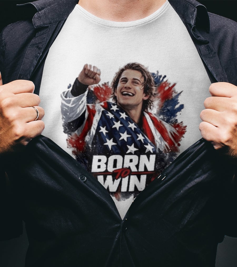 Born To Win Jack Hughes Team USA Hockey Victory T-Shirt