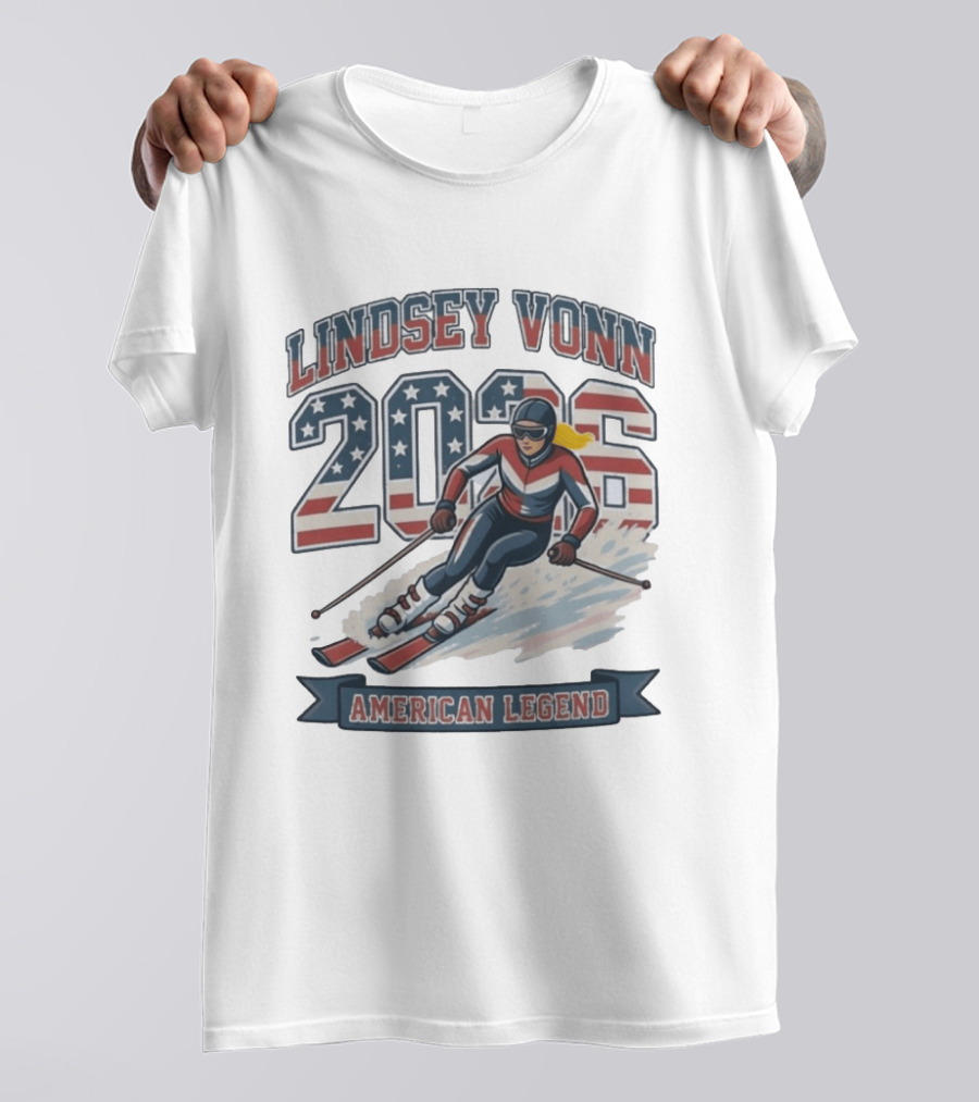 Lindsey Vonn 2026 American Legend Winter USA Skiing T-Shirt