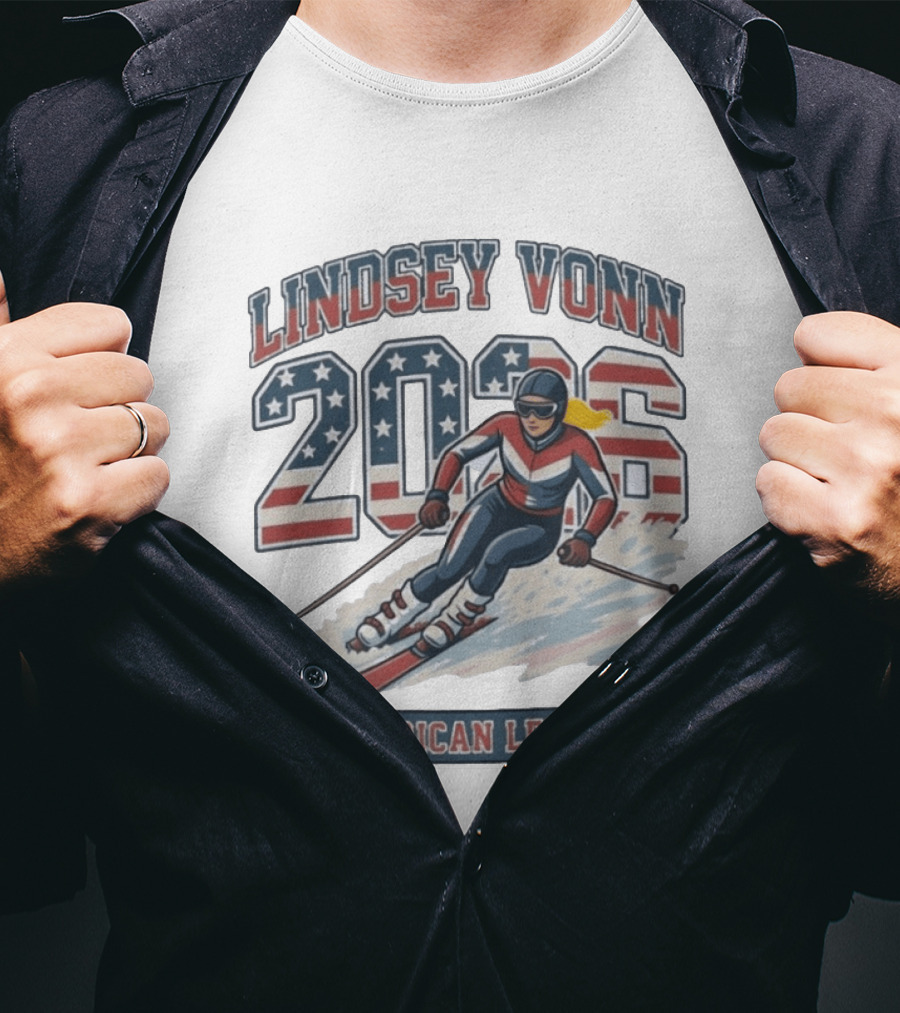 Lindsey Vonn 2026 American Legend Winter USA Skiing T-Shirt