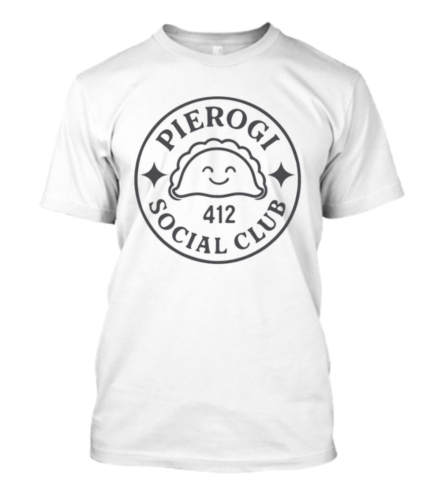 Pierogi Social Club 412 Emblem With Smiling Dumpling Face T-Shirt