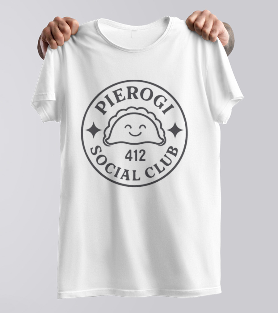 Pierogi Social Club 412 Emblem With Smiling Dumpling Face T-Shirt