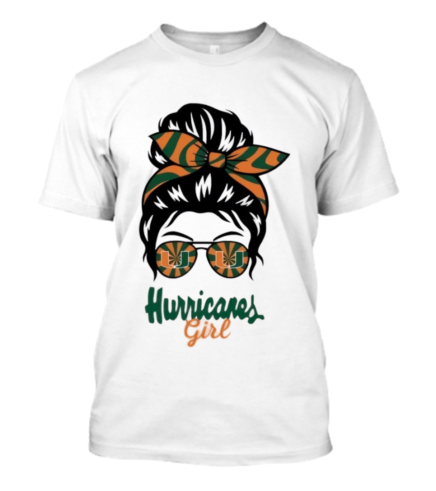 Hurricanes Girl Messy Bun Glasses Bow Fan Gear T-Shirt