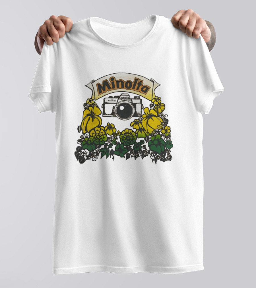 Minolta SRT 70s Vintage Floral Camera Promo T-Shirt