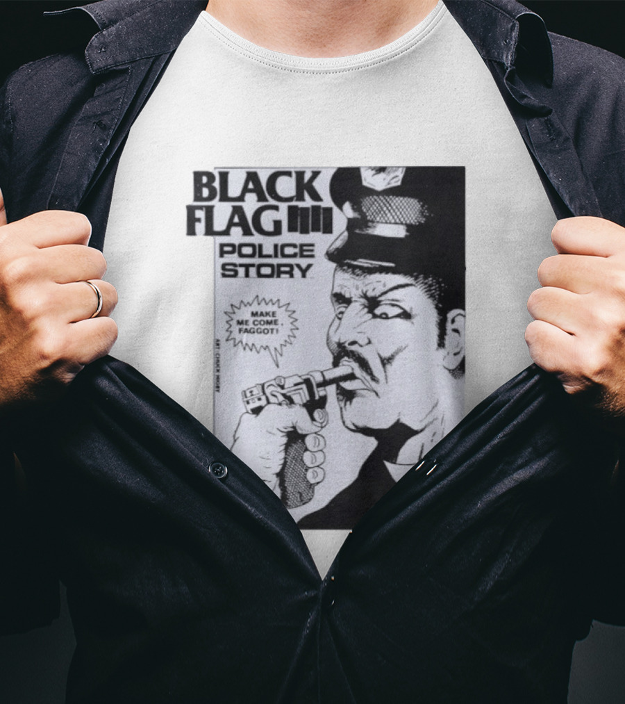 Black Flag Police Story Make Me Come OKC's Finest Raymond Pettibon Two Eagles Keepsake T-Shirt