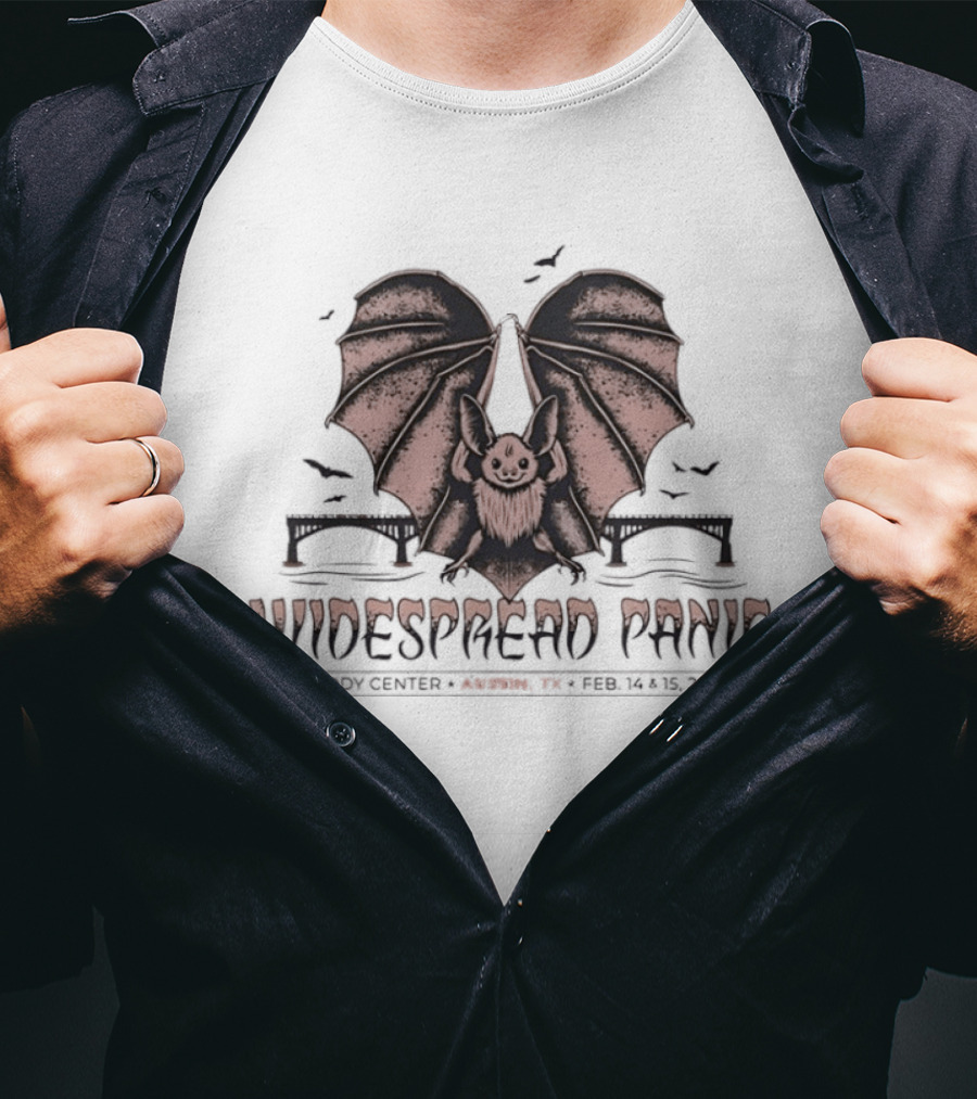 Widespread Panic Austin Texas 2026 Bat Wings And Bridges T-Shirt