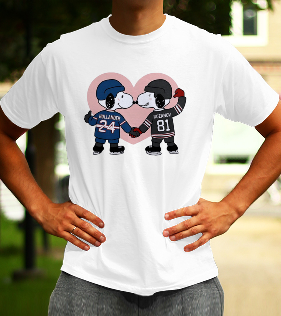 Snoopy Hockey Romance With Ilya Rozanov And Shane Hollander T-Shirt