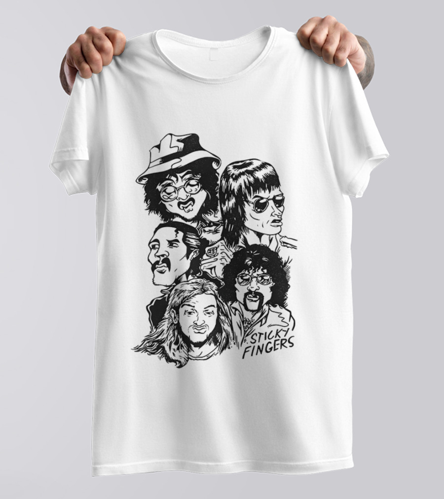 Sticky Fingers Band Member Caricature T-Shirt