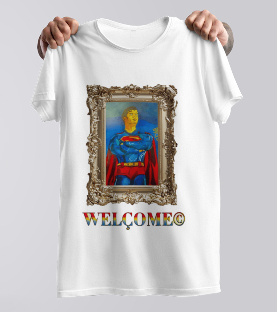 Superpunk Welcome Superman Iconic Gold Frame T-Shirt