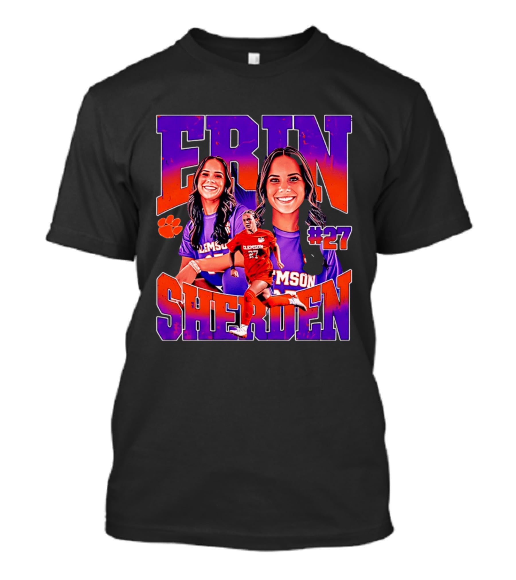 Erin Sherden Clemson Soccer Number 27 Fan Gear T-Shirt