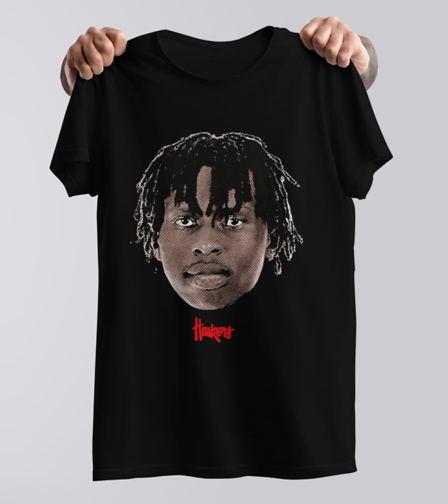Justin Bolis Big Head Huskers Nebraska Cornhuskers T-Shirt