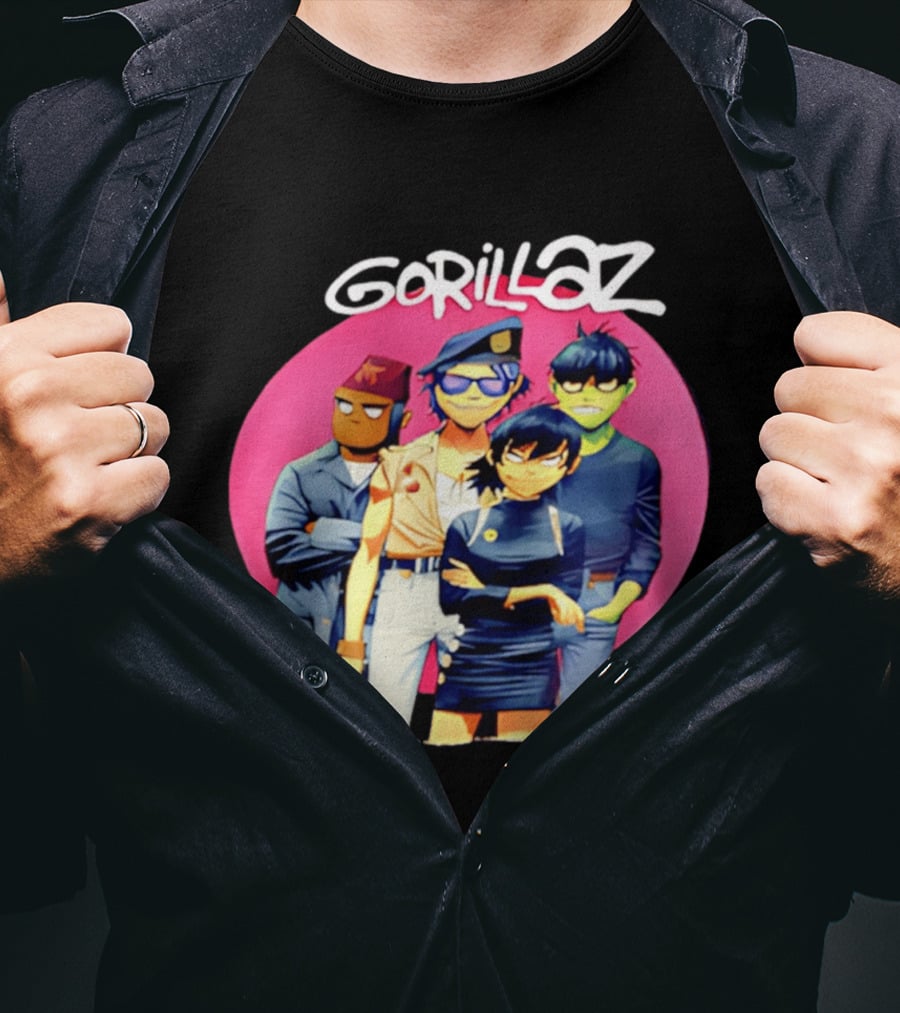 Gorillaz Cartoon Band Characters Group T-Shirt
