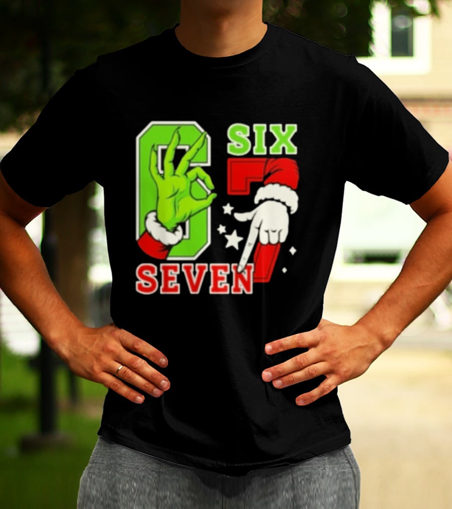 Grinch Santa 67 Six Seven Christmas TikTok Trending T-Shirt