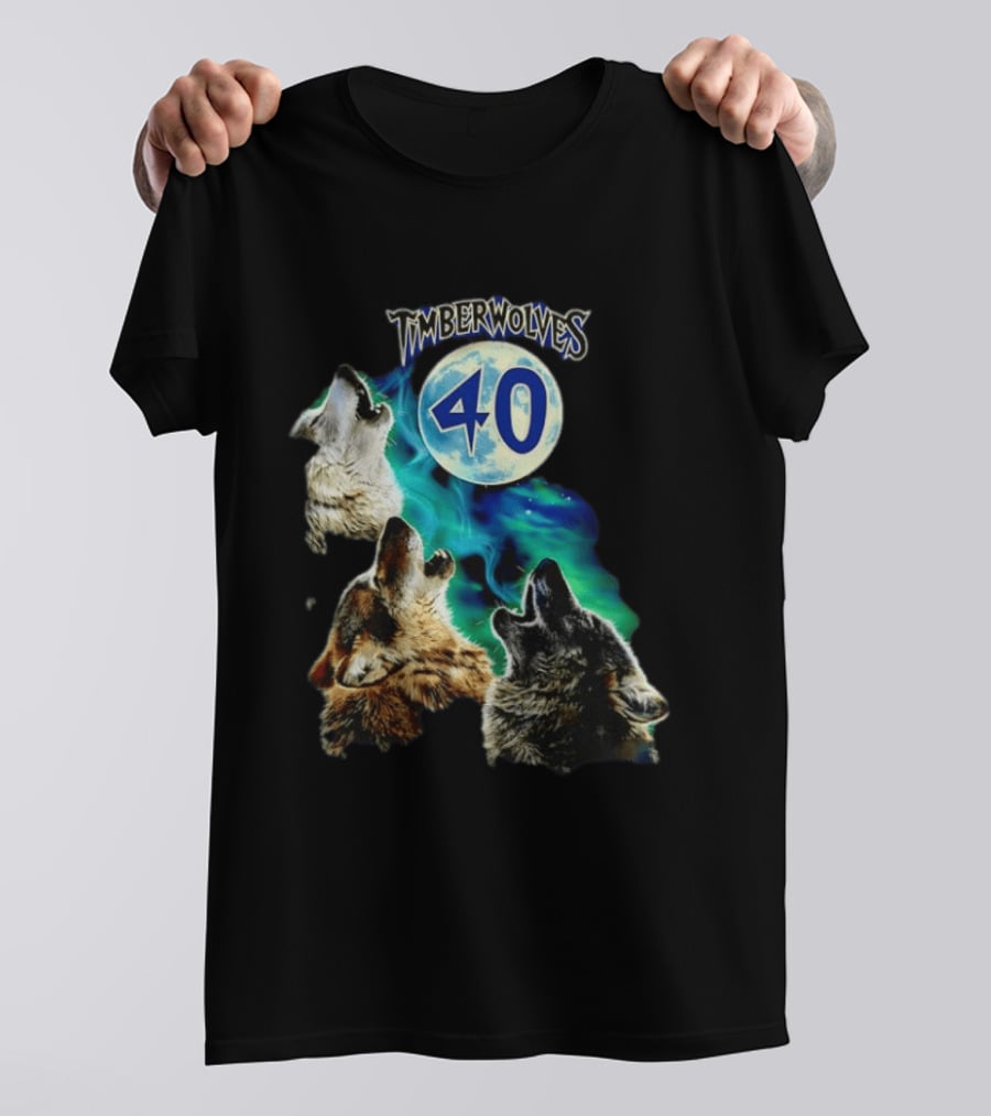 Minnesota Timberwolves 40 Wolves Howling At Blue Moon T-Shirt