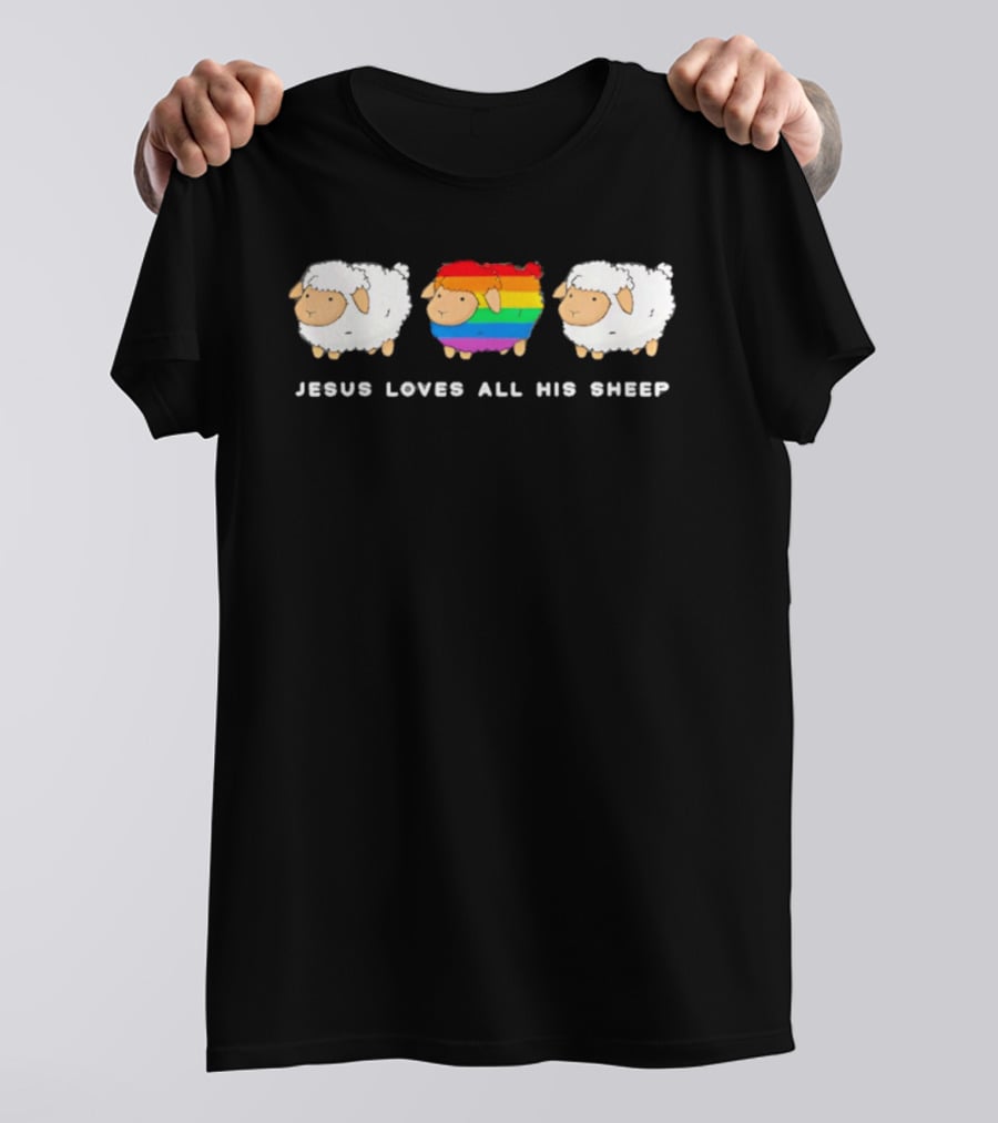 Jesus Loves All His Sheep Rainbow Pride Inclusion T-Shirt